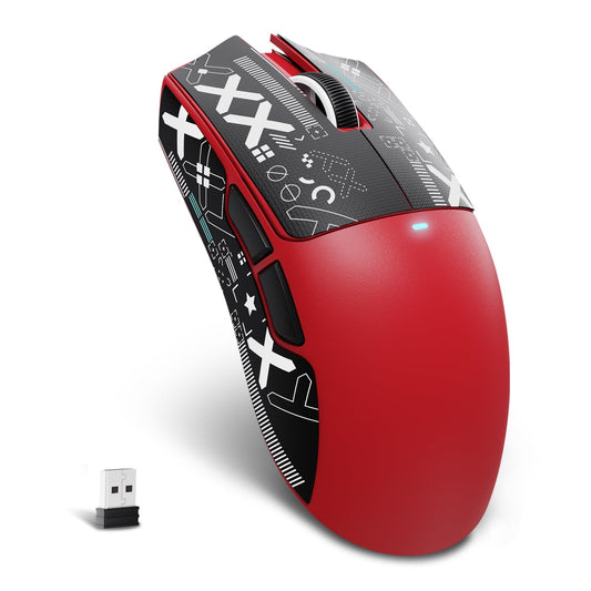 ATTACK SHARK X11SE Ultra-Light Wireless Gaming Mouse Tri-Modes BT5.2/Type-C Wired/2.4G PixArt PAW3311 Gaming Sensor 22KDPI 5 Programmable Buttons for Laptop PC Mac Gamer(Red&Sticker)