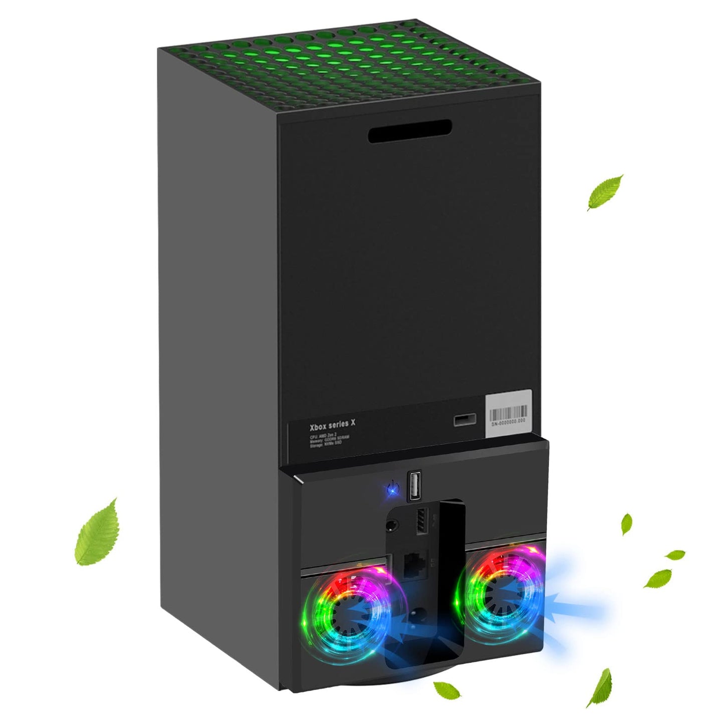 Linkstyle Cooling Fan for Xbox Series X  Vertical Cooling Stand Cooling System with Colorful RGB Lights and 1 USB Port