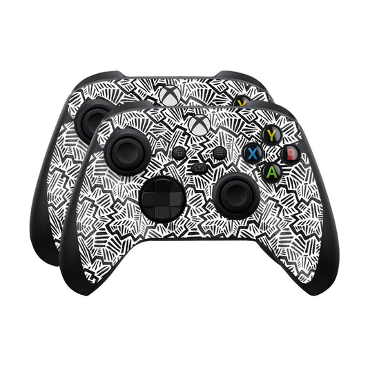 Glossy Glitter Skin Compatible with Microsoft Xbox Series X|S Controller (2 Pack) - Abstract Black - Premium 3M Vinyl Protective Wrap Decal Cover - Easy to Apply | Crafted in The USA by MightySkins