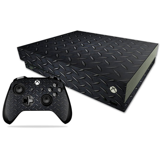 MIGHTY SKINS Xbox One X Skin - Durable Black Diamond Plate Vinyl Decal, Easy Apply/Remove, Model MIXBONXCMB