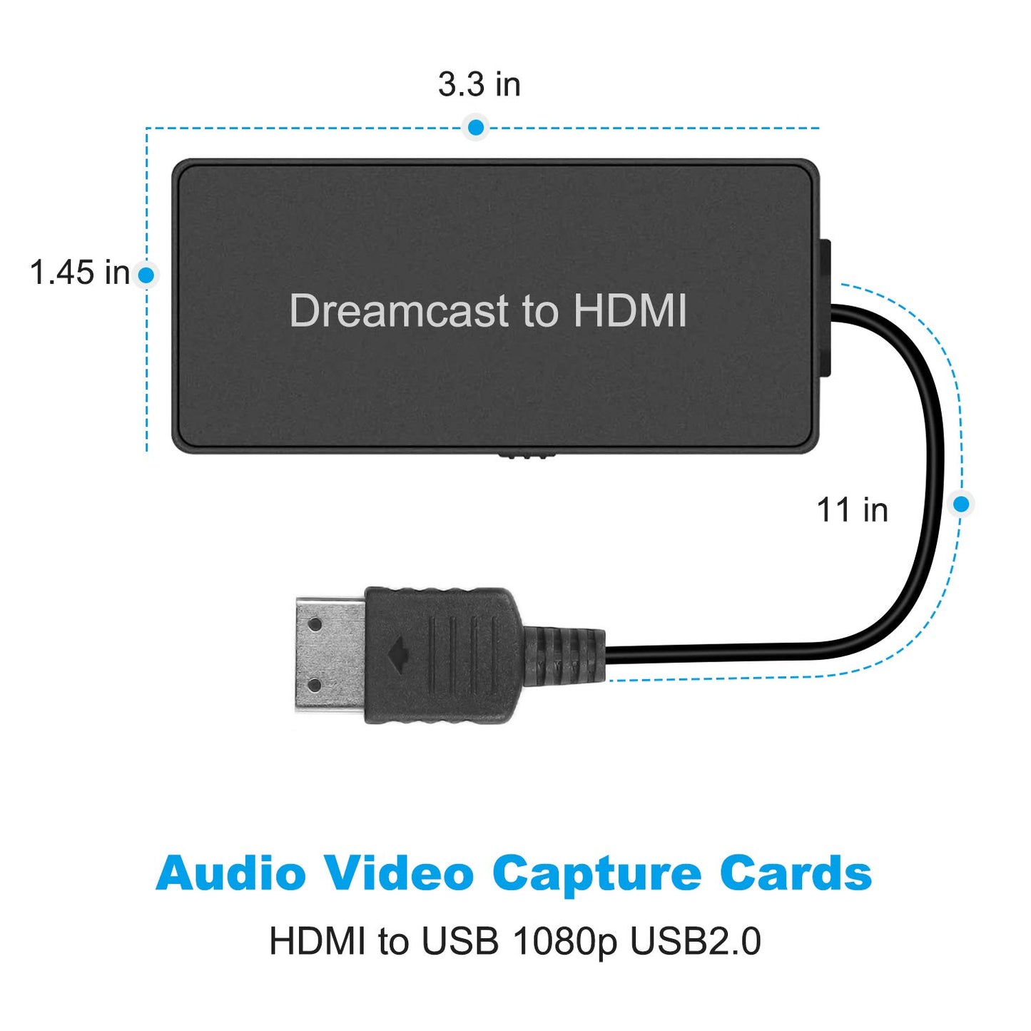 Y.D.F Dreamcast to HDMI Converter, Supports 16:9/4:3, HD Link Cable for Sega Dreamcast, Black, Model OM-087