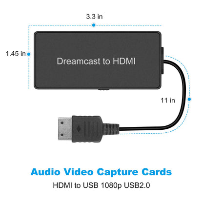 Y.D.F Dreamcast to HDMI Converter, Supports 16:9/4:3, HD Link Cable for Sega Dreamcast, Black, Model OM-087