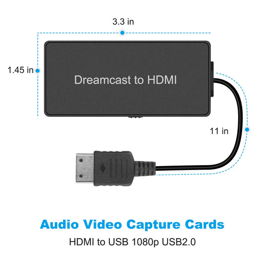 Y.D.F Dreamcast to HDMI Converter, Supports 16:9/4:3, HD Link Cable for Sega Dreamcast, Black, Model OM-087