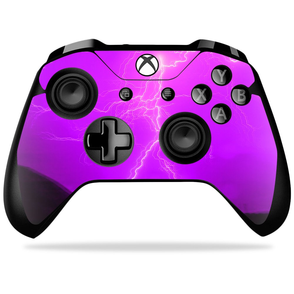 MIGHTY SKINS Xbox One X Controller Skin - Purple Lightning, Durable Vinyl Wrap, Easy to Apply and Remove, Made in USA