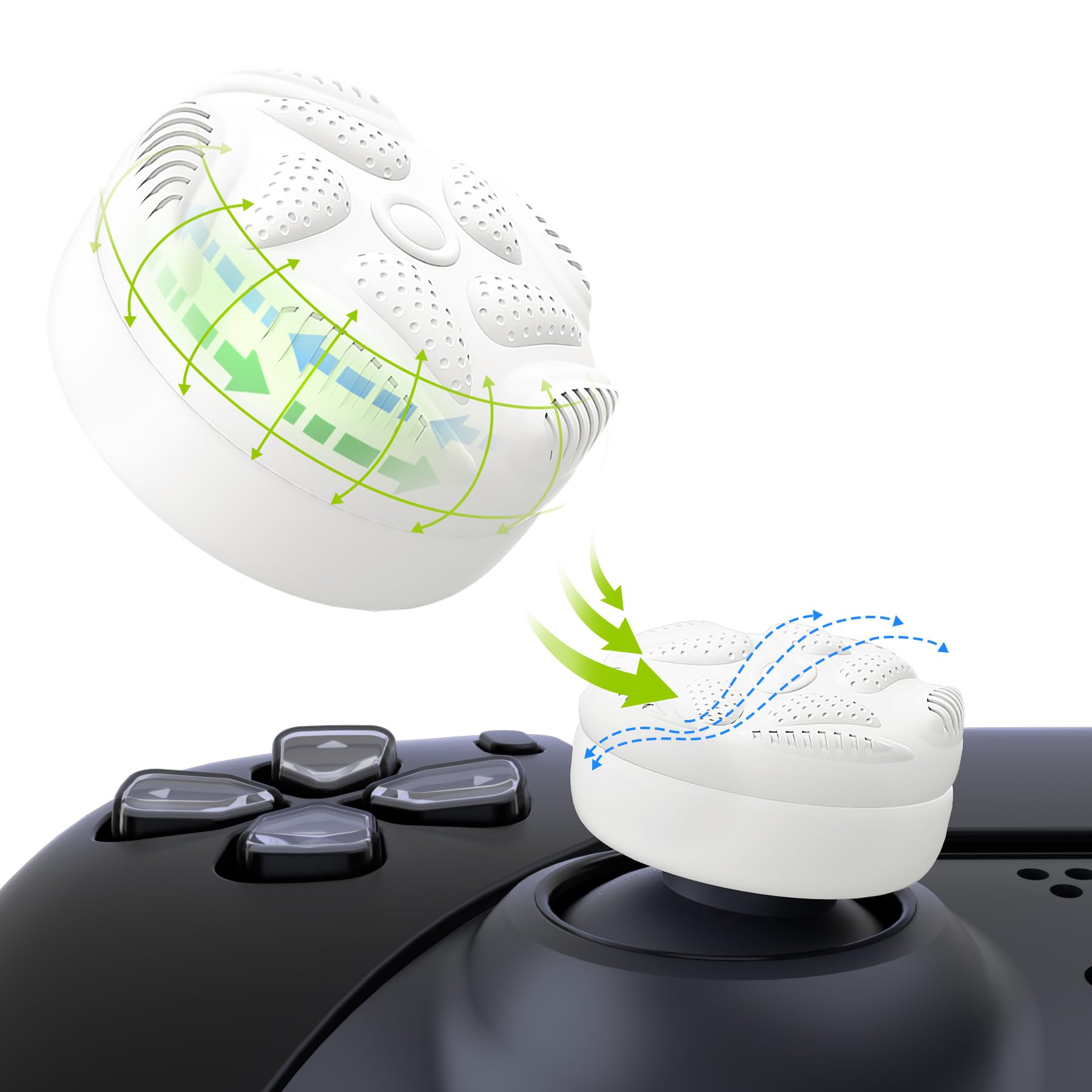 PlayVital Thumbs Cushion Caps Thumb Grips for ps5/4  Thumbstick Grip Cover for Xbox Series X/S  Thumb Grip Caps for Xbox One  Elite Series 2  for Switch Pro Controller - Raindrop Texture Design White