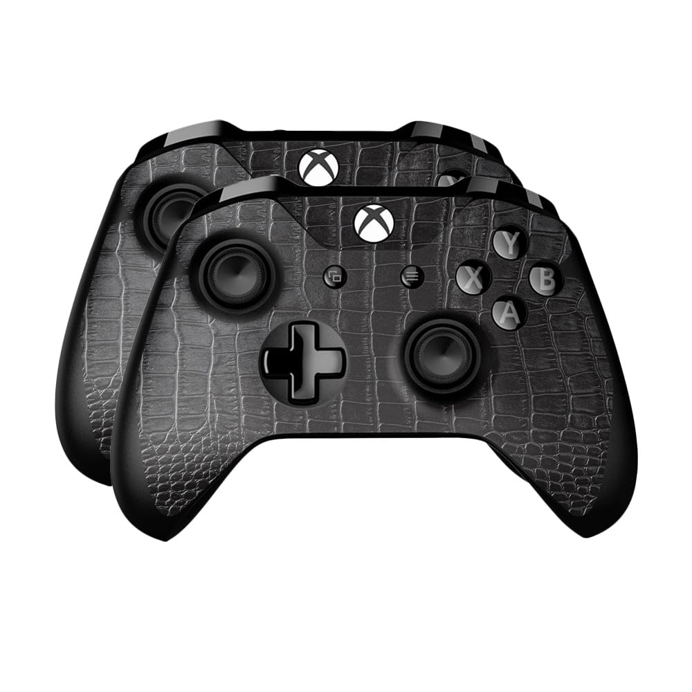 Skin Compatible with Microsoft Xbox One Controller (2 Pack) - Black Gator Skin - Premium 3M Vinyl Protective Wrap Decal Cover - Easy to Apply | Crafted in The USA by MightySkins