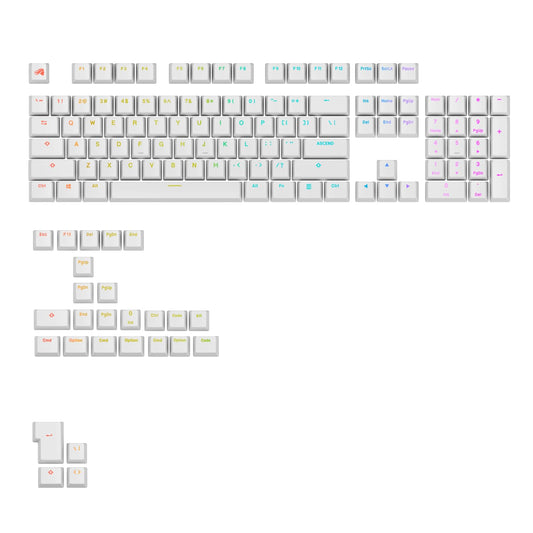Glorious Gaming - GPBT Backlit Keycaps (White) Translucent Shine Through Legends  Fits 100%  75% 65% 60% Custom Mechanical Gaming Keyboards  Fits ANSI  ISO  Windows & macOS  English (US)