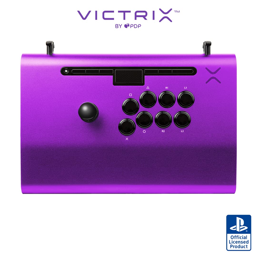 PDP Victrix Pro FS ESports Fight Stick for PS4/PS5/PC, Purple, Durable Aluminum, Sanwa Buttons, Ergonomic, Model 052-008-PR