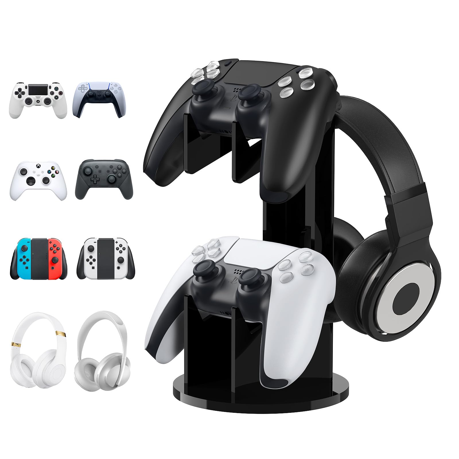 MoKo Universal Stand for Game Controller and Headset Stand  2 in 1 Game Controller Support Holder Storage Organizer for Switch/Switch 2  ps5  ps4  Xbox One  Xbox Series  Gaming Accessories  Black