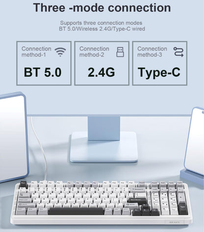 LEOBOG F99 Pro Wireless Mechanical Keyboard - Gasket Hot Swappable, PBT Keycaps, RGB Backlit, Blue-White, BT5.0/2.4GHz/USB