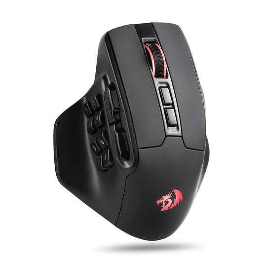 Redragon M811 PRO Wireless MMO Gaming Mouse - 15 Programmable Buttons, Ergonomic Grip, Black