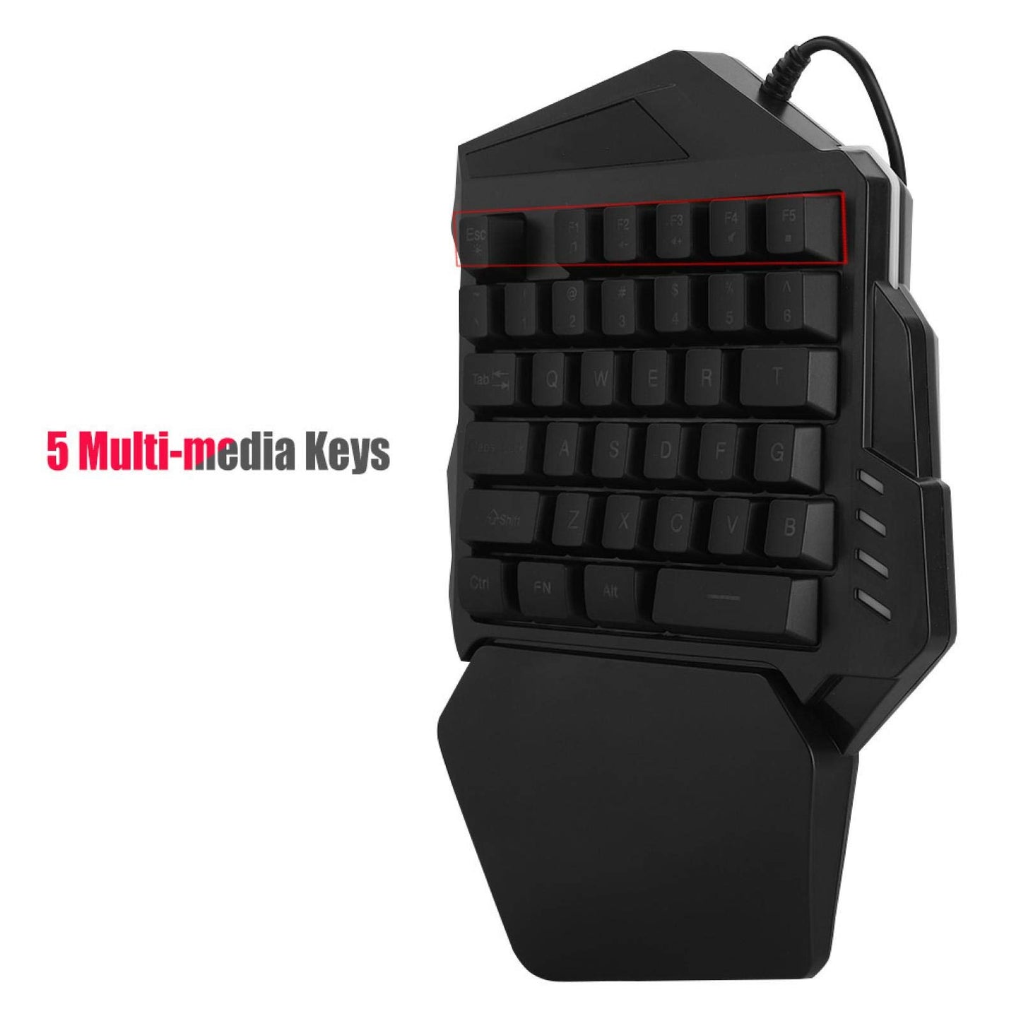 Bindpo One-Handed RGB Gaming Keyboard, 35 Keys, USB Wired with Wrist Rest Support