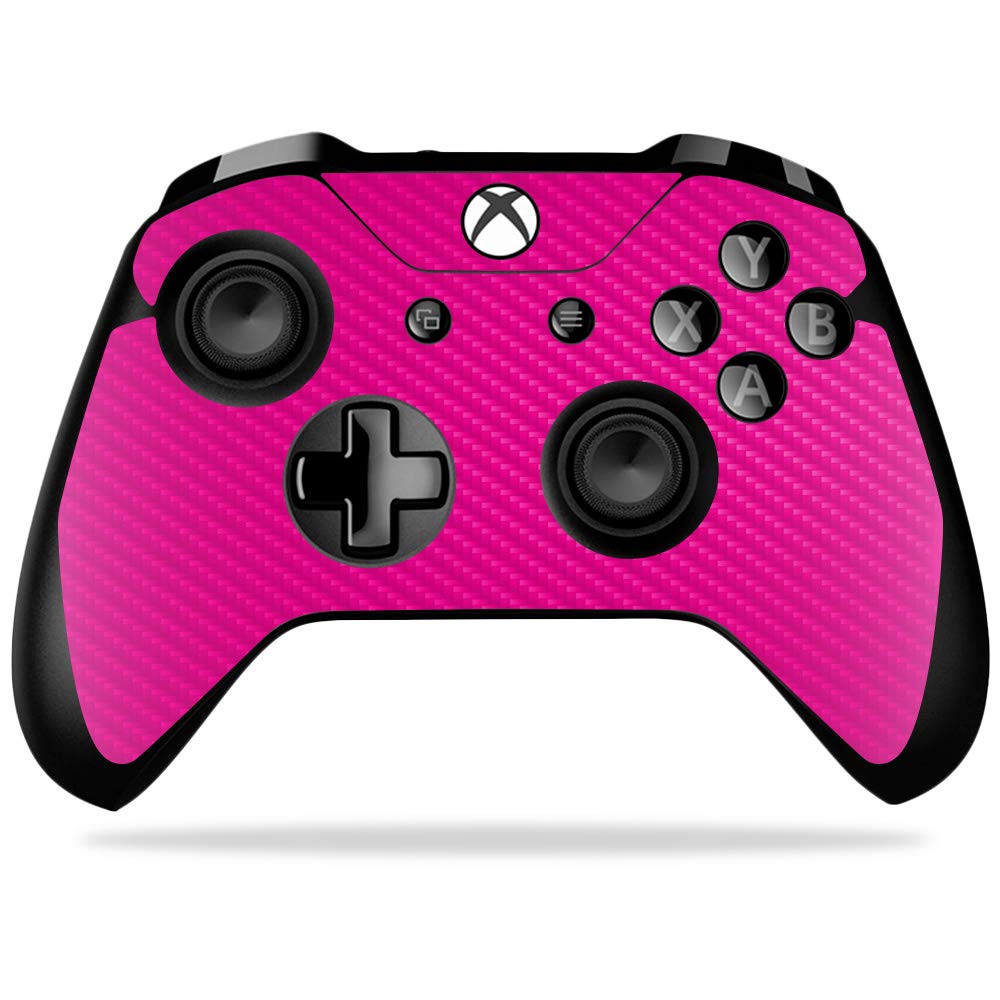 MightySkins Carbon Fiber Skin for Microsoft Xbox One X Controller - Solid Hot Pink | Protective  Durable Textured Carbon Fiber Finish | Easy to Apply  Remove  and Change Styles | Made in The USA