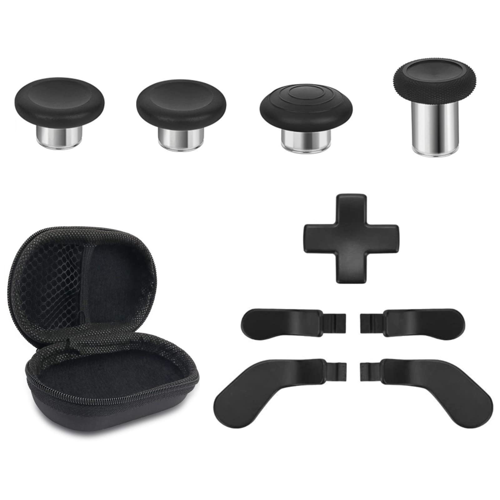 Metal Replacement Thumbsticks for Xbox Elite Controller Series 2 Core  Component Pack Includes 4 Swap Magnetic Joysticks  4 Paddles  1 Standard D-Pads  Accessories Parts for Xbox One Elite 2(Black)