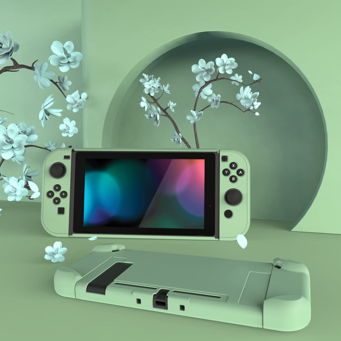 eXtremeRate PlayVital Back Cover for Nintendo Switch - Hard Shell, Customized, Matcha Green, Model NTP339