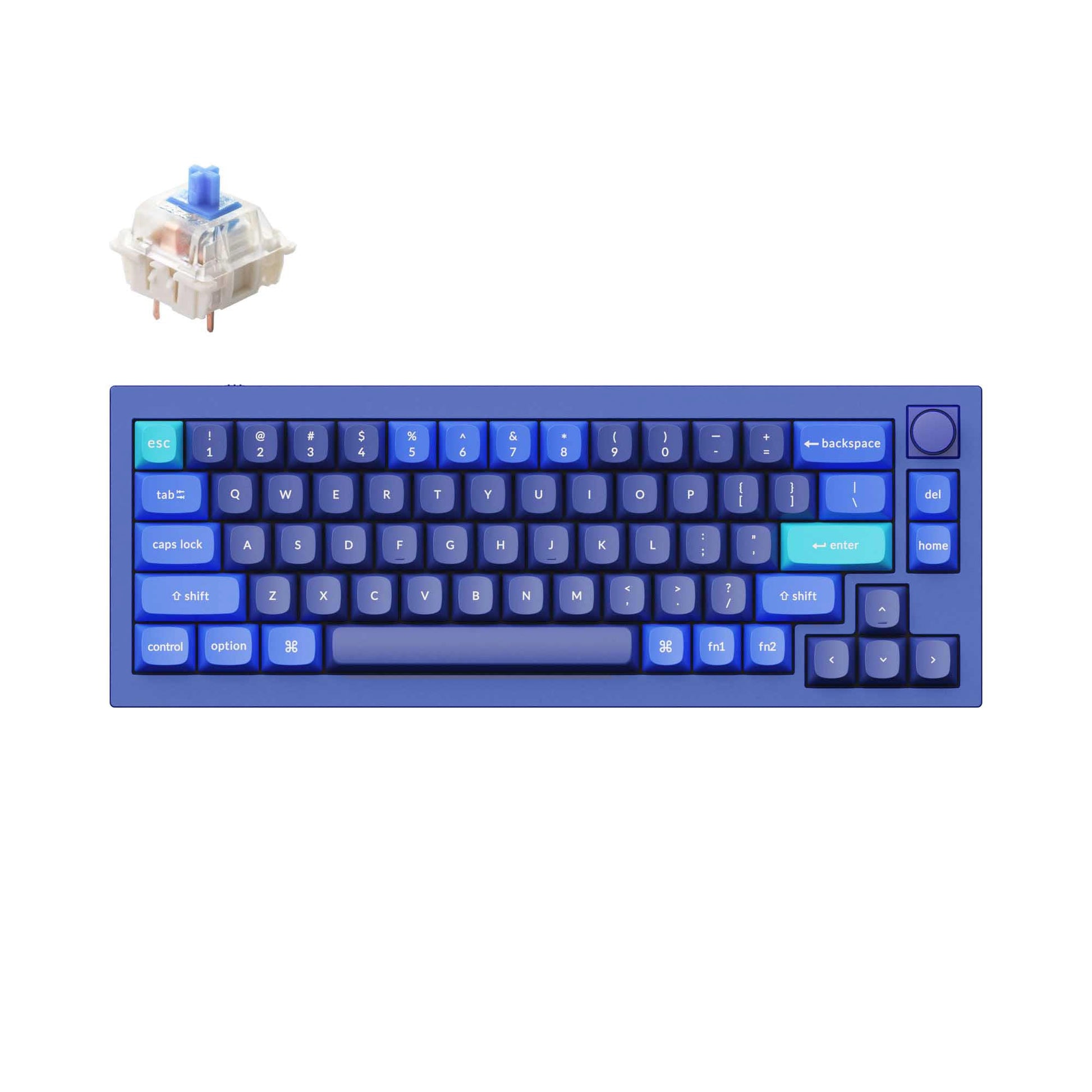 Keychron Q2 Wired 65% Layout Mechanical Keyboard with Knob & RGB - Hot-Swappable Gateron G Pro Blue Switch  QMK/VIA Programmable  Double Gasket Mount  Aluminum Body for Mac/Windows/Linux (Blue)