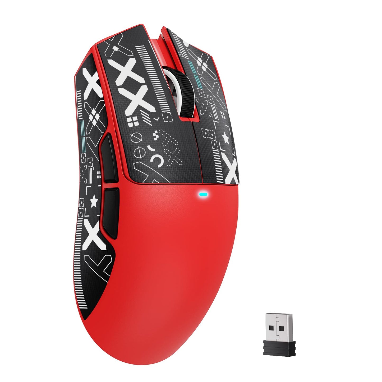 MAMBASNAKE Attack Shark X11SE Lightweight Wireless Gaming Mouse  Tri-Mode 2.4G/USB-C Wired/BT  22K DPI  PAW3311 Optical Sensor  59g  5 Programmable Buttons  300mAh Battery for PC/Mac(Red-Griptape)