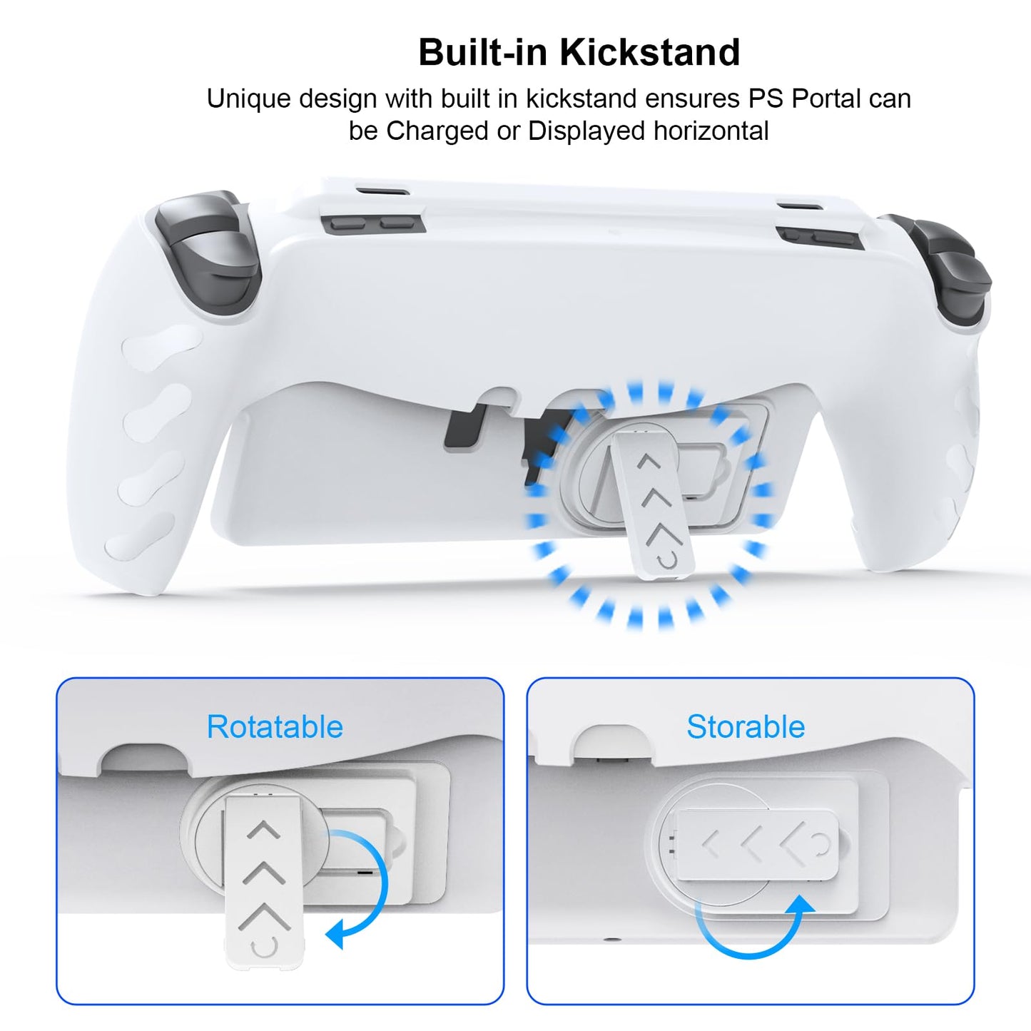 JOYTORN Full Protective Case Cover for PlayStation Portal Remote Player - Detachable Front Shell, Anti-Slip Design, White
