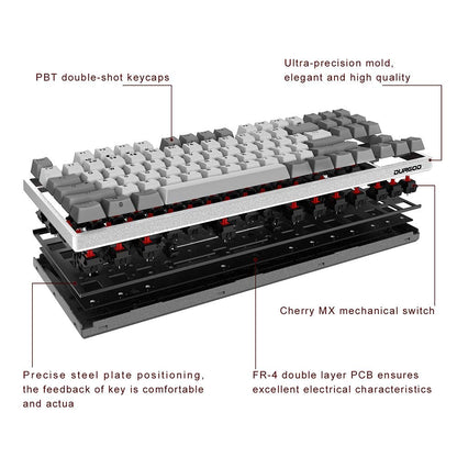 DURGOD K310_US Mechanical Keyboard - Cherry MX Brown, N-Key Rollover, 104 Keys, Type C, White, PBT Keycaps for Gamers & Typists