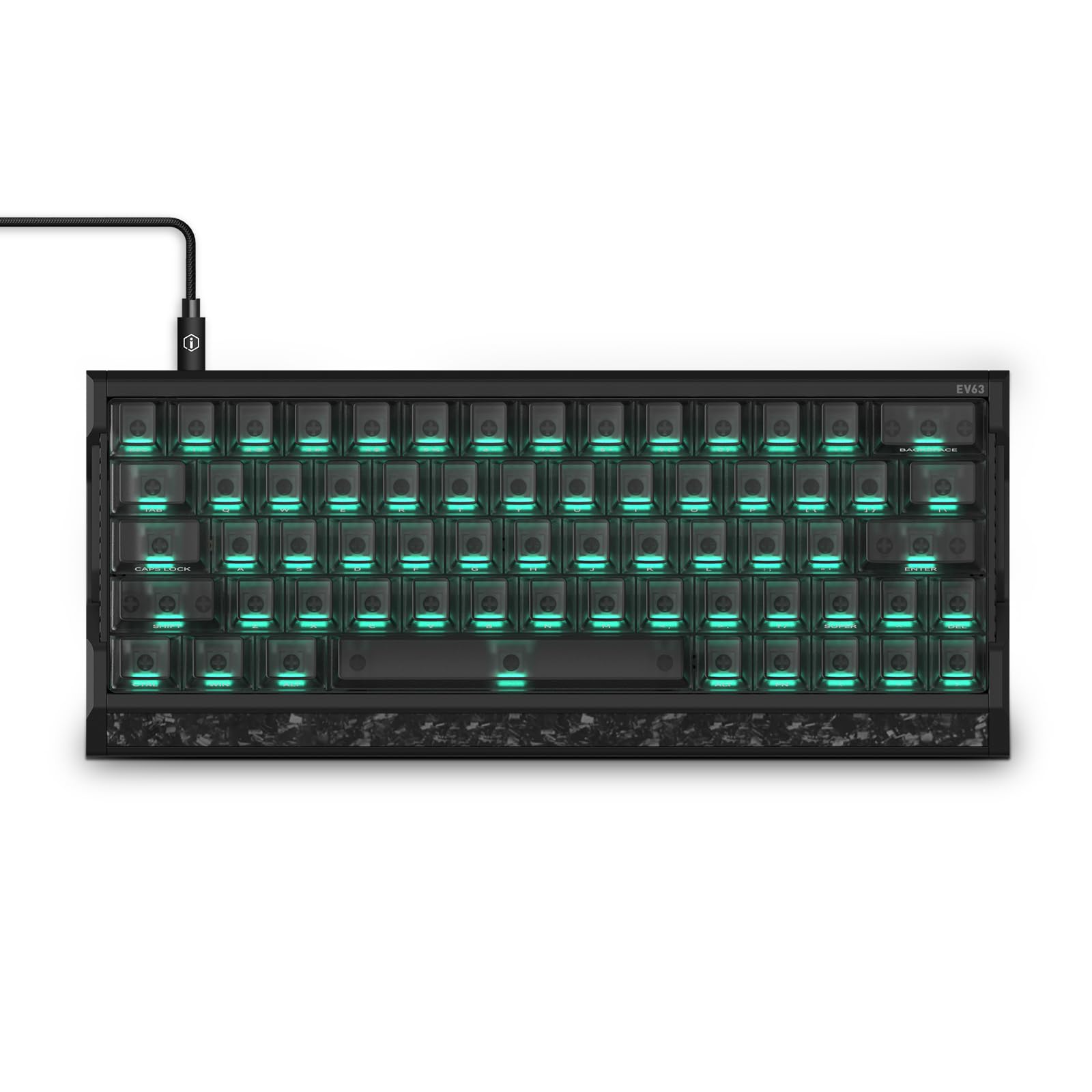 IQUNIX EV63 Hall Effect Magnetic Gaming Keyboard 60% | 0.01mm Rapid Trigger  Adjustable Actuation  0.125ms Latency  Hot-Swap  SOCD  RGB  Aluminum with Forged Carbon (Dark Side)