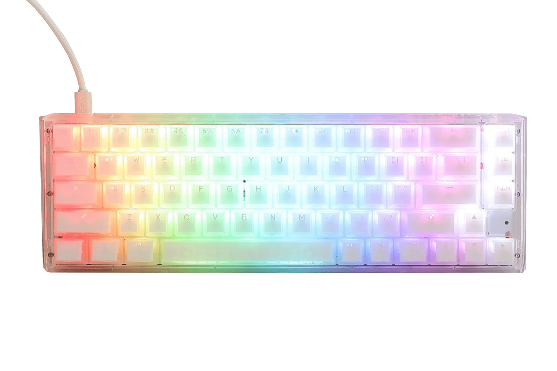 Ducky One 3 SF Aura Clear White 65% Hotswap RGB LED Double Shot PBT Mechanical Keyboard Cherry MX Silent Red