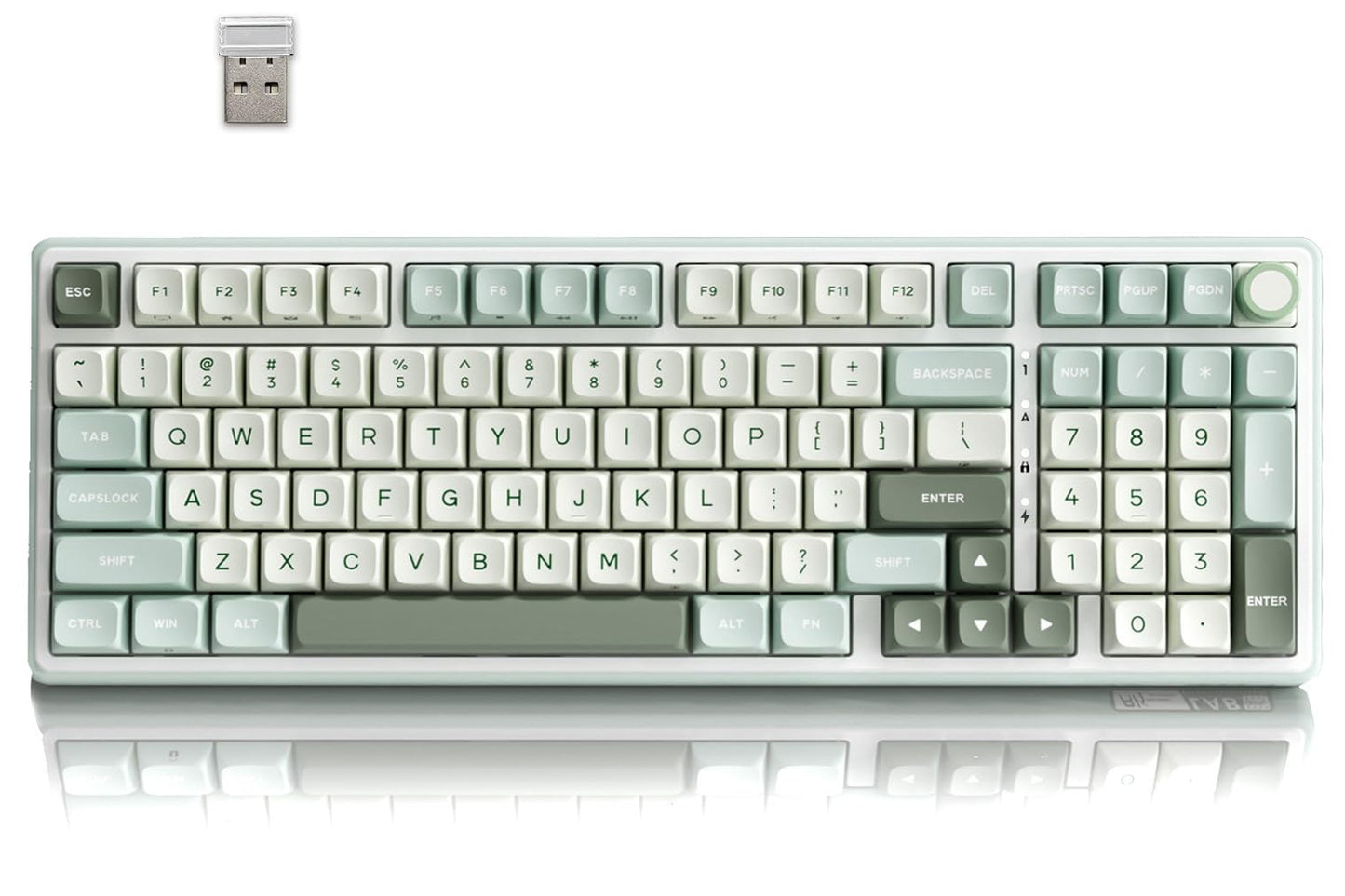 RK ROYAL KLUDGE R98 Pro Wireless Mechanical Keyboard  Creamy Bluetooth/2.4GHz/Wired RGB Gaming Keyboard with Number Pad and Knob  MDA Profile PBT Keycaps  Gasket Hot Swappable Tactile Switch  Cyan