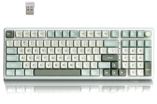 RK ROYAL KLUDGE R98 Pro Wireless Mechanical Keyboard  Creamy Bluetooth/2.4GHz/Wired RGB Gaming Keyboard with Number Pad and Knob  MDA Profile PBT Keycaps  Gasket Hot Swappable Tactile Switch  Cyan