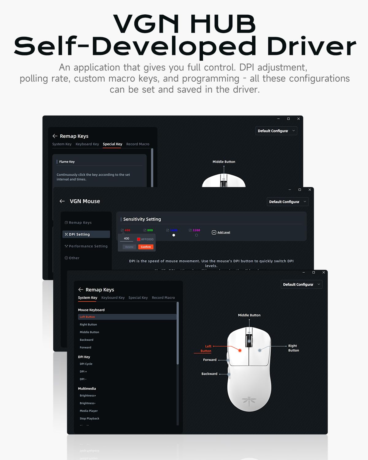 VGN Dragonfly F1 Pro Wireless Gaming Mouse - 49g, 26K DPI, 6 Buttons, 65Hrs Battery, Classic White