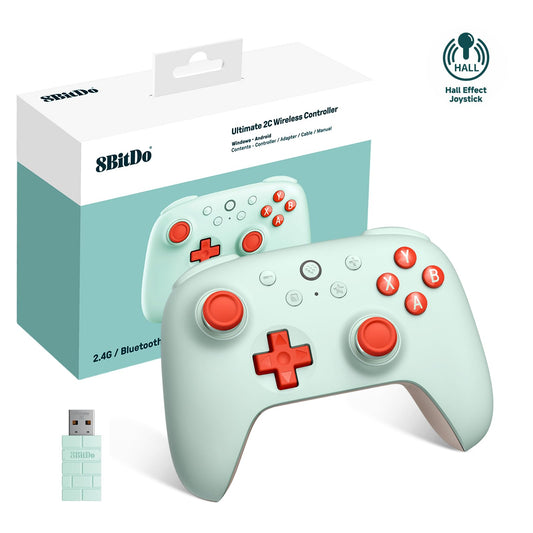 8Bitdo Ultimate 2C Wireless Controller (Hall Effect Joystick Update) for Windows PC and Android  with 1000Hz Polling Rate  Remappable L4/R4 Bumpers  Rumble Vibration and Turbo Function (Mint)