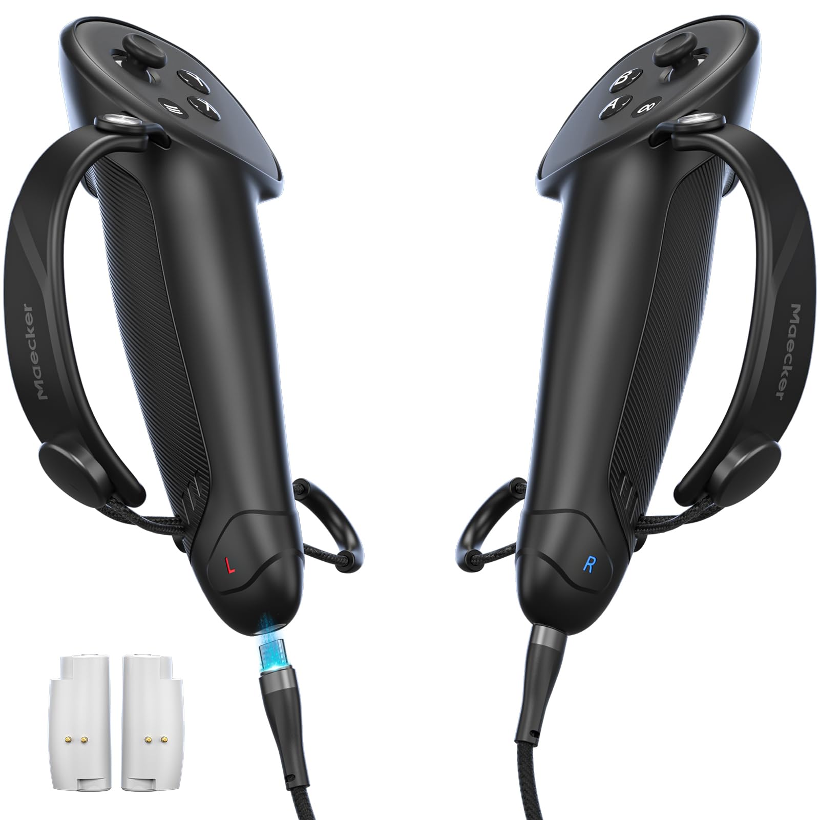 Maecker Charging Controller Grips for Meta Quest 3S for Quest 3 Controller Straps with Rechargeable Battery for Quest 3S/3 Accessories