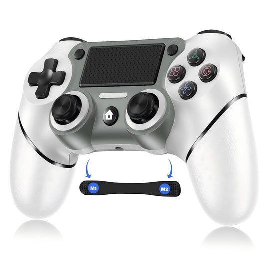 Wireless Controller Compatible with PS4/Pro/Slim  Black ps4 controller with Dual Vibration  1000mAh Battery  6-Axis Motion Sensor  Built-in Speaker & 3.5mm Headphone Jack  Charging Cable (White)