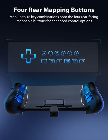 NexiGo Gripcon Controller for Nintendo Switch OLED, Ergonomic, 6-Axis Gyro, Black, Model 1125 BLK-2