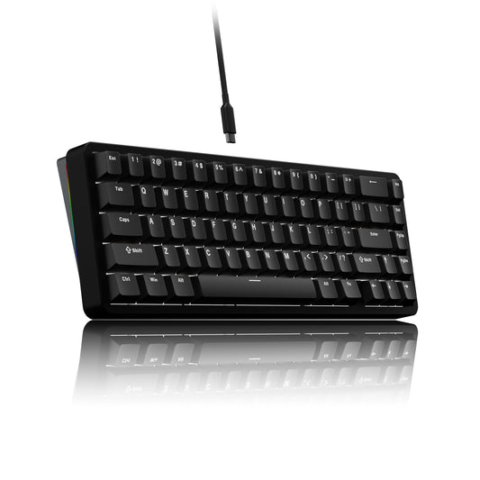 Chilkey ND65 Wired Aluminum Mechanical Keyboard  65% Layout Portable Gaming Keyboard  PBT Doubleshot Keycaps  Hot Swappable Custom Key Board for Laptop and Office PC - Black