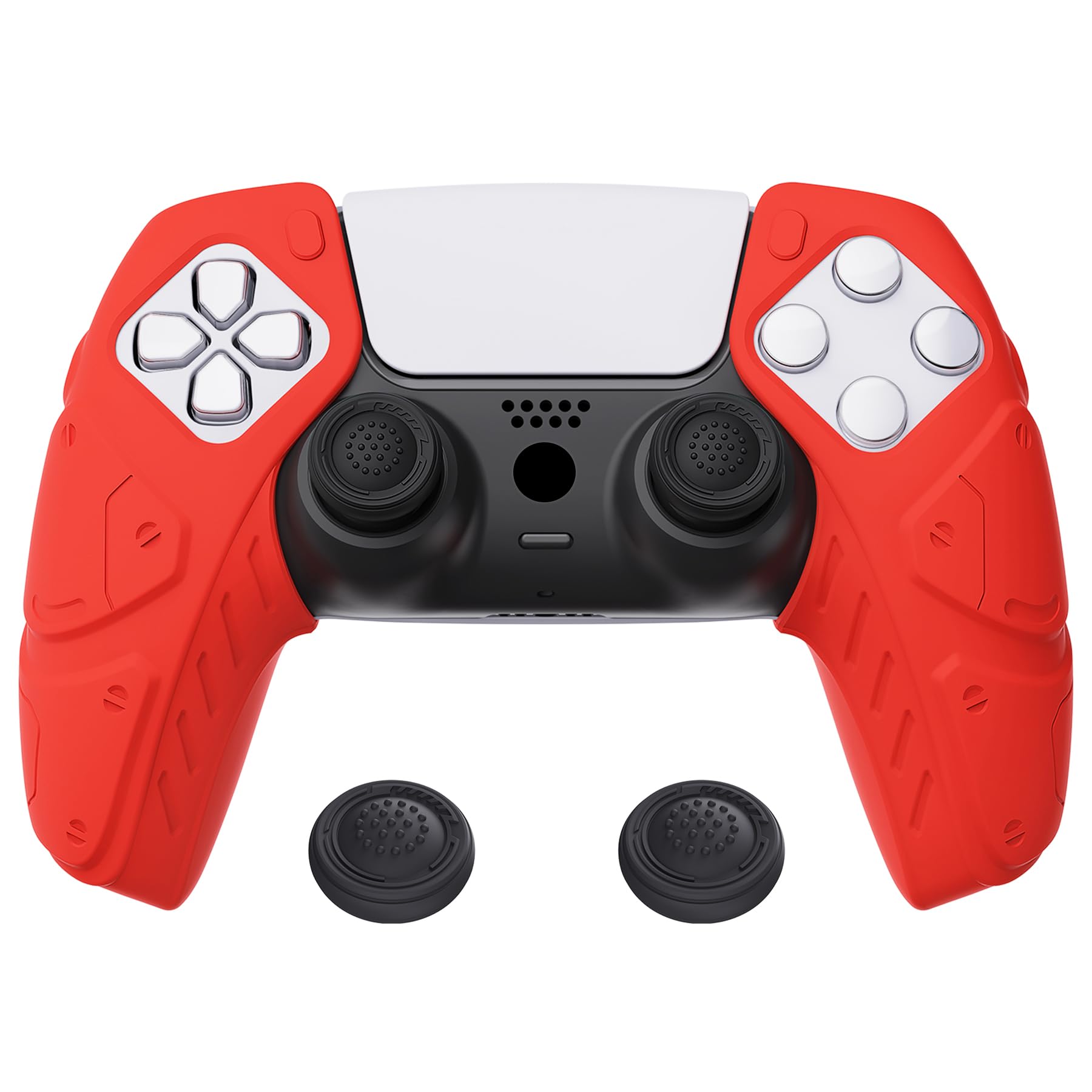 PlayVital Mecha Edition Passion Red Ergonomic Soft Controller Silicone Case Grips for ps5  Rubber Protector Skins with Thumbstick Caps for ps5 Controller - Compatible with Charging Station
