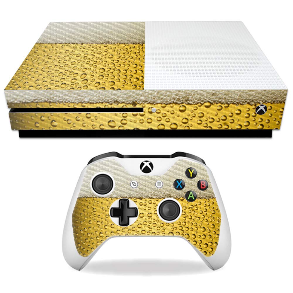 MightySkins Carbon Fiber Skin for Microsoft Xbox One S - Beer Buzz | Protective  Durable Textured Carbon Fiber Finish | Easy to Apply  Remove  and Change Styles | Made in The USA