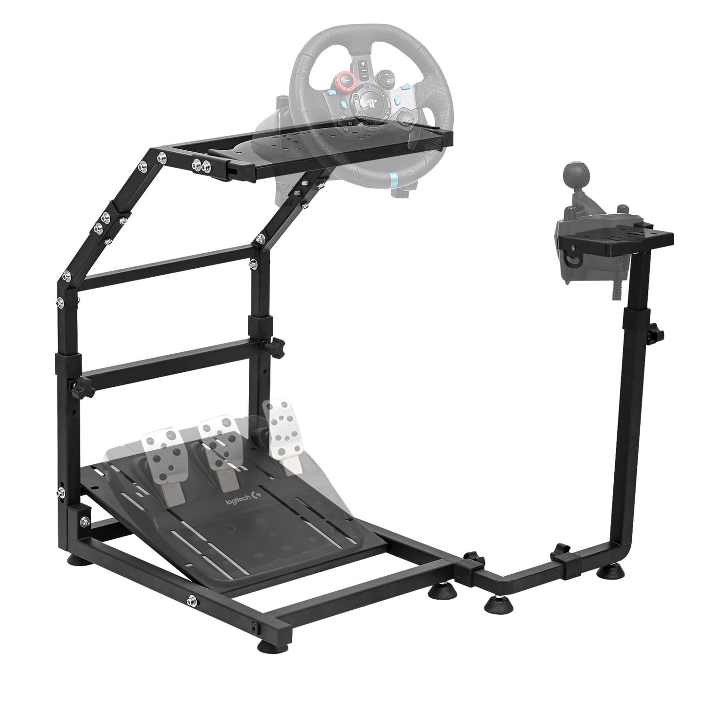 CXRCY Racing Wheel Stand - Height Adjustable, Foldable, Compatible with Logitech G920/G29/G27/G25, Black with Adjustable Shifter Pedal