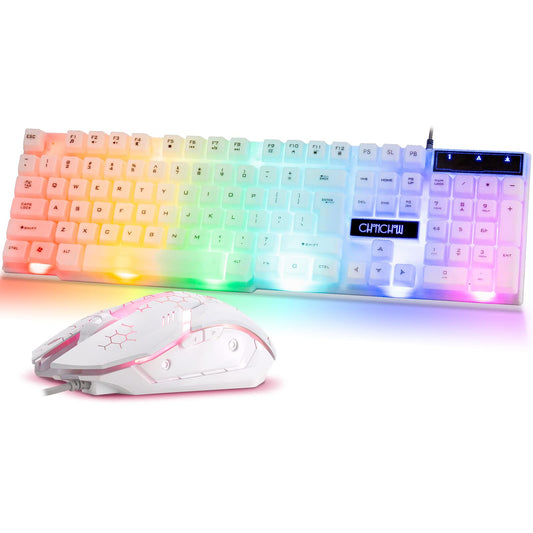 CHONCHOW RGB Gaming Keyboard and Mouse Combo USB Wired Light Up Keyboard  Rainbow LED Lit Backlight Keyboard Mouse Set for Computer Windows PC PS4 Xbox Laptop iMac Resberry Pi
