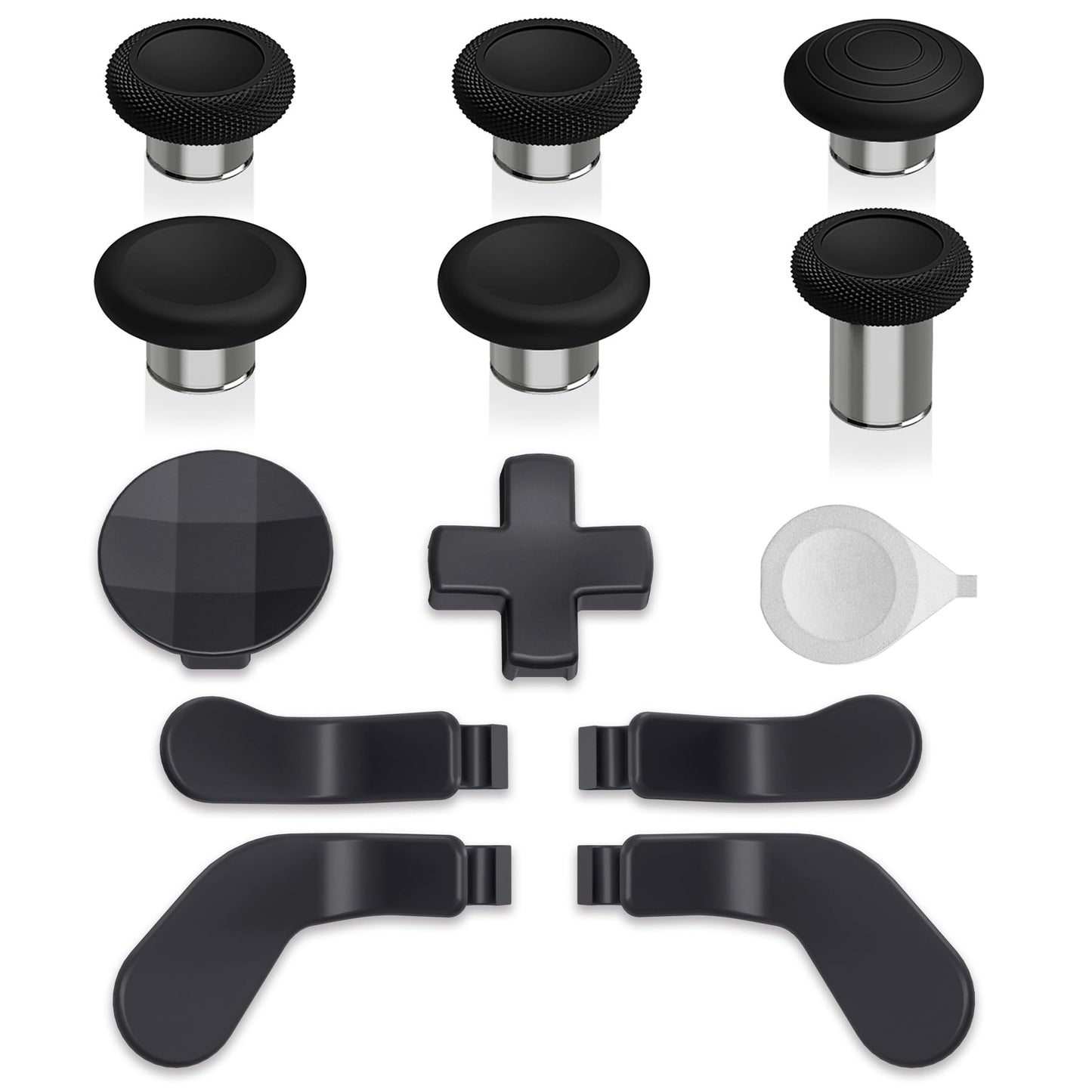 eXtremeRate Metal Replacement Thumbsticks Mod Swap Joysticks for Xbox One Elite Series 2  Gaming Accessories 2 D-Pads 4 Paddles for Xbox One Elite Core Controller - 13 in 1 Black