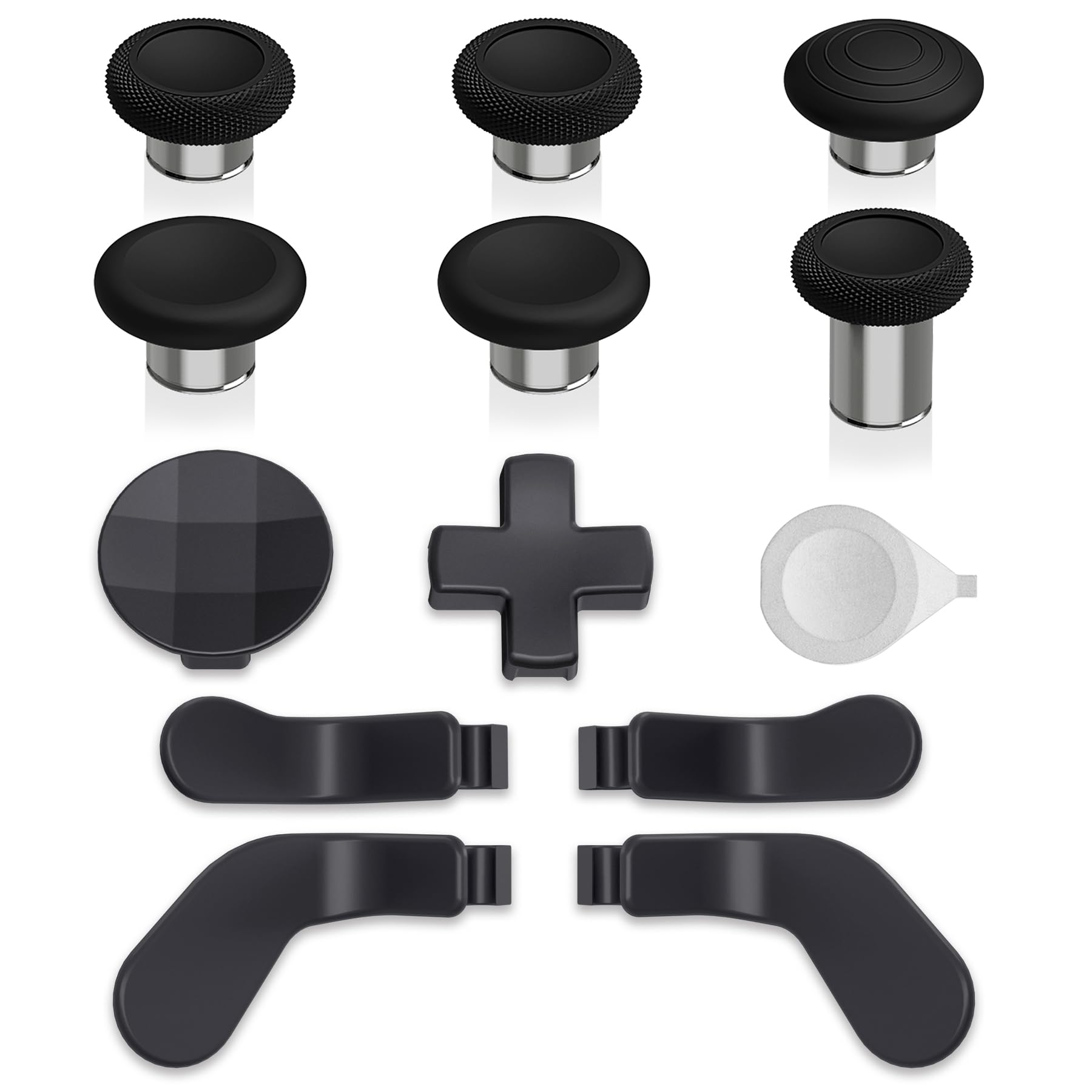 eXtremeRate Metal Replacement Thumbsticks Mod Swap Joysticks for Xbox One Elite Series 2  Gaming Accessories 2 D-Pads 4 Paddles for Xbox One Elite Core Controller - 13 in 1 Black
