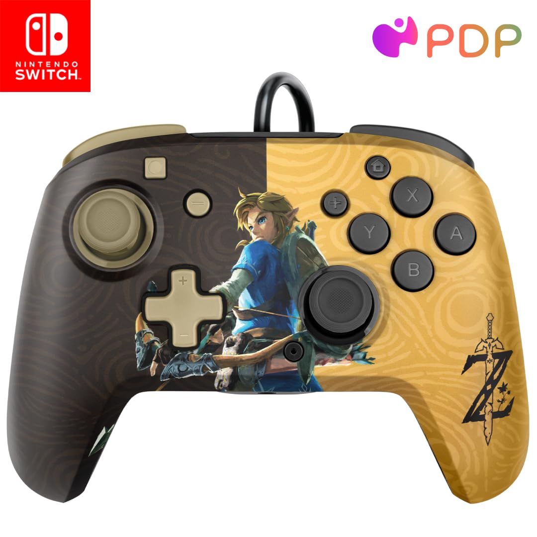 PDP REMATCH Enhanced Wired Nintendo Switch Pro Controller  Switch Lite/OLED Compatible (Zelda Breath of the Wild Gold/Black)
