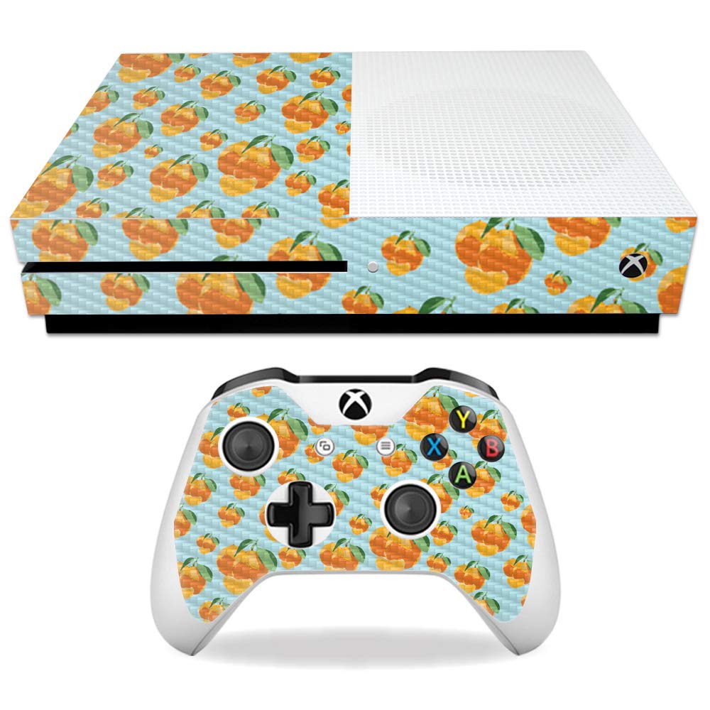 MightySkins Carbon Fiber Skin for Microsoft Xbox One S - Orange You Glad | Protective  Durable Textured Carbon Fiber Finish | Easy to Apply  Remove  and Change Styles | Made in The USA