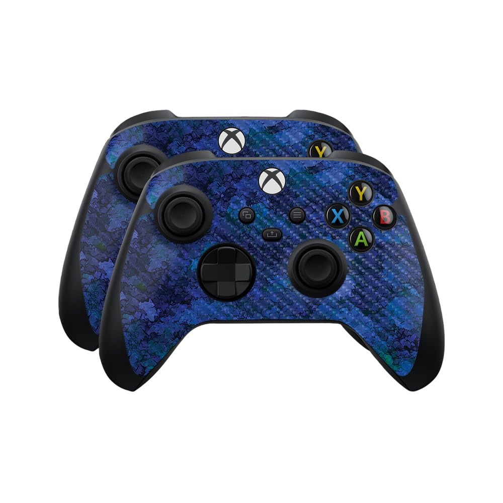 Carbon Fiber Skin Compatible with Microsoft Xbox Series X|S Controller (2 Pack) - Blue Ice - Premium 3M Vinyl Protective Wrap Decal Cover - Easy to Apply | Crafted in The USA by MightySkins