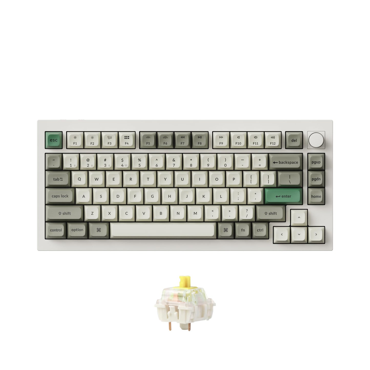 Keychron Q1 Max RGB QMK/VIA Custom Mechanical Keyboard  Full Metal Programmable Knob 2.4 GHz/Bluetooth/Wired Keyboard with Hot-Swappable Gateron Jupiter Banana Switch for Mac Windows Linux - White