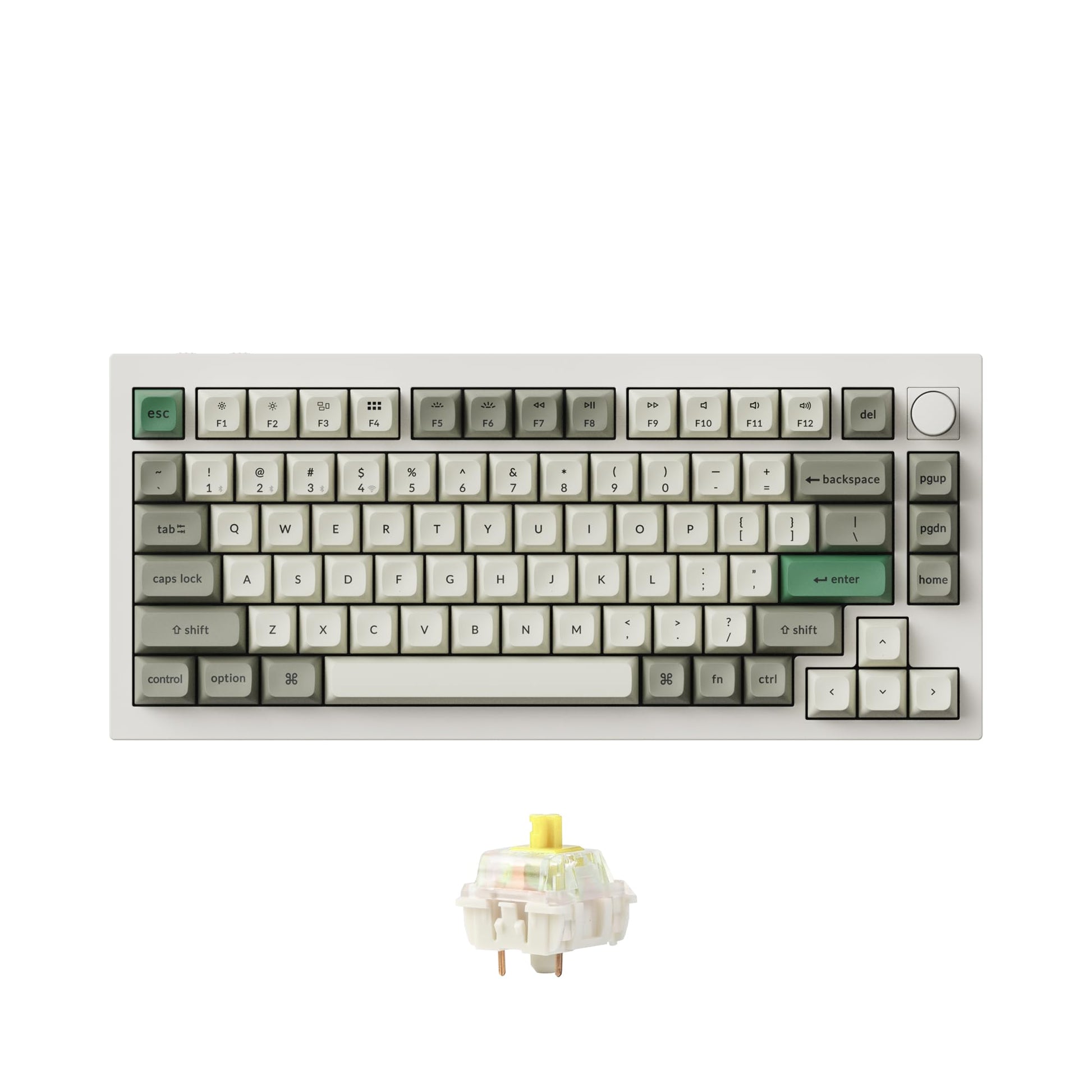 Keychron Q1 Max RGB QMK/VIA Custom Mechanical Keyboard  Full Metal Programmable Knob 2.4 GHz/Bluetooth/Wired Keyboard with Hot-Swappable Gateron Jupiter Banana Switch for Mac Windows Linux - White