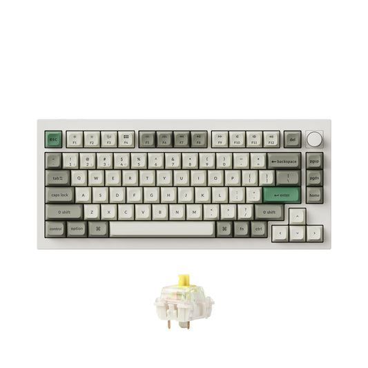 Keychron Q1 Max RGB QMK/VIA Custom Mechanical Keyboard  Full Metal Programmable Knob 2.4 GHz/Bluetooth/Wired Keyboard with Hot-Swappable Gateron Jupiter Banana Switch for Mac Windows Linux - White