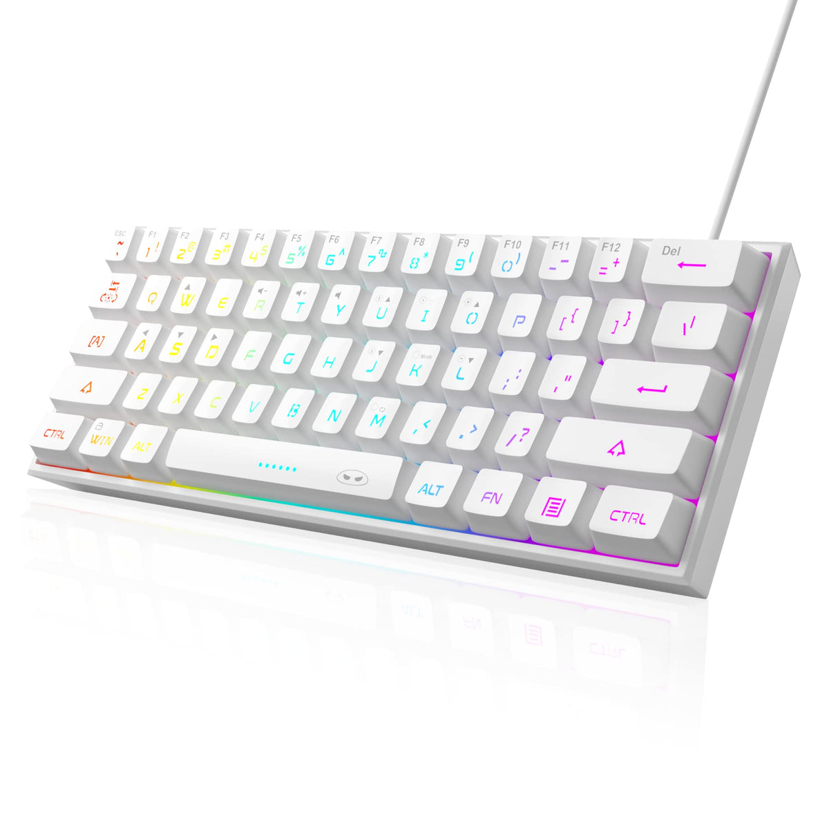 MageGee Mini 60% Gaming Keyboard  Upgrade RGB Backlit 61 Key Ultra-Compact Keyboard  TS91 Ergonomic Waterproof Mechanical Feeling Office Computer Keyboard for PC  MAC  PS4  Xbox ONE Gamer(White)
