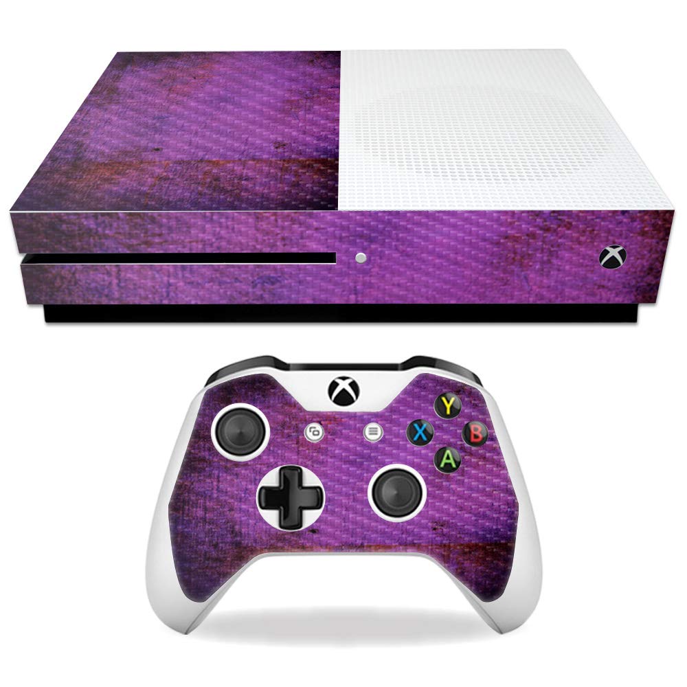MightySkins Carbon Fiber Skin for Microsoft Xbox One S - Purple Sky | Protective  Durable Textured Carbon Fiber Finish | Easy to Apply  Remove  and Change Styles | Made in The USA