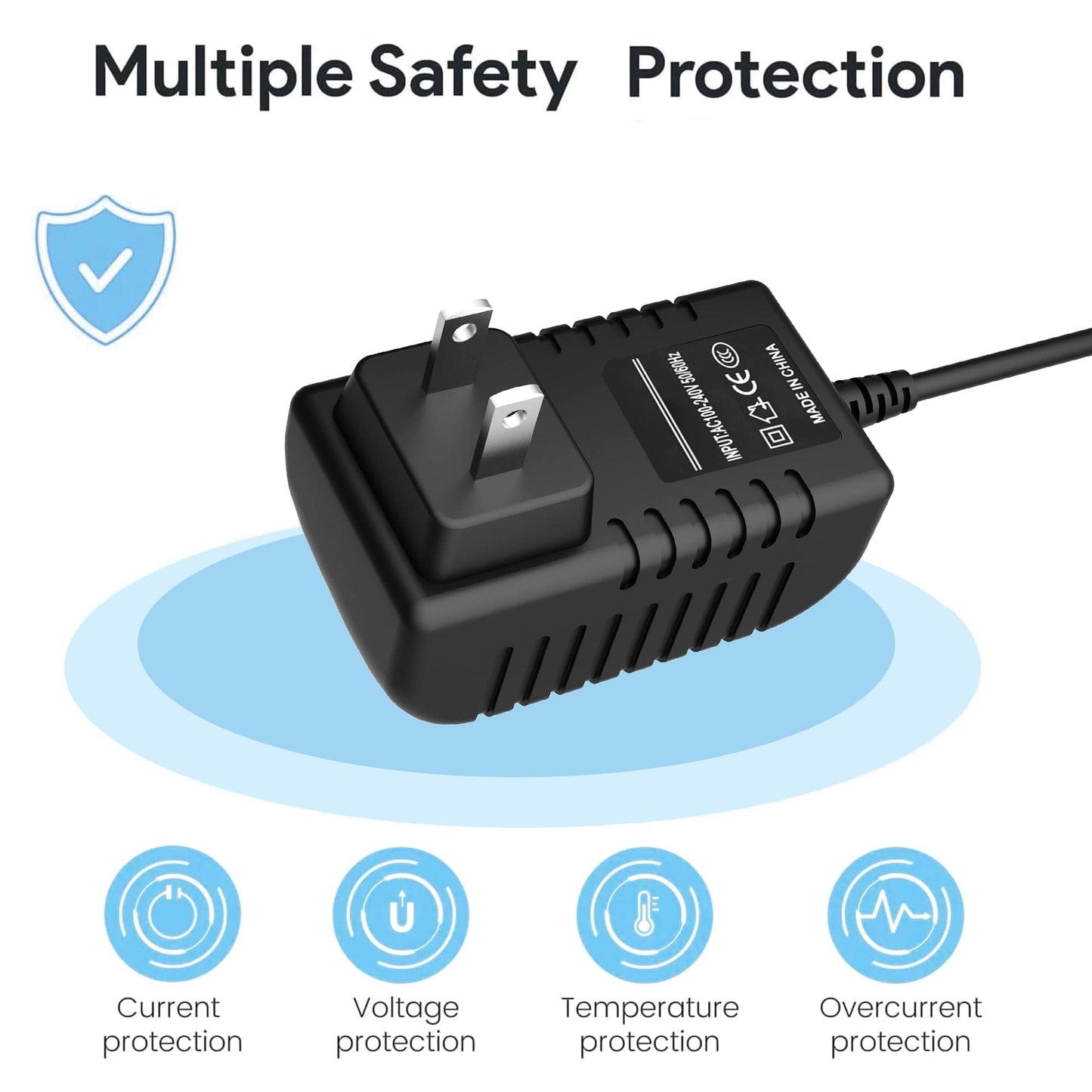 Digipartspower AC-DC Adapter for Atari CO16353 FW3399 - Power Supply Cord for 2000/2600/2600JR/XEP80 - Black