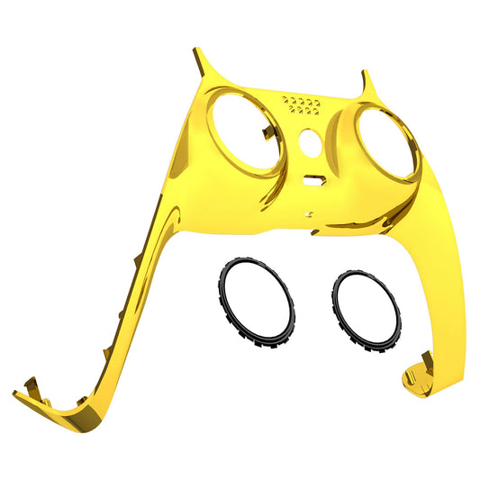 eXtremeRate Chrome Gold Glossy Decorative Trim Shell Compatible with p s 5 Controller  DIY Replacement Clip Shell  Custom Plates Cover Compatible with p s 5 Controller with Accent Rings