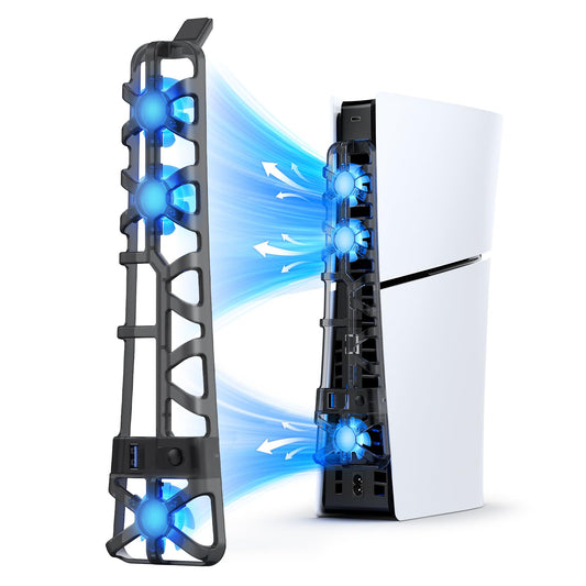 NexiGo PS5 Slim Cooling Fan - Adjustable Speed, Auto Power On/Off, USB 3.0, Black, Model 3538 BLK